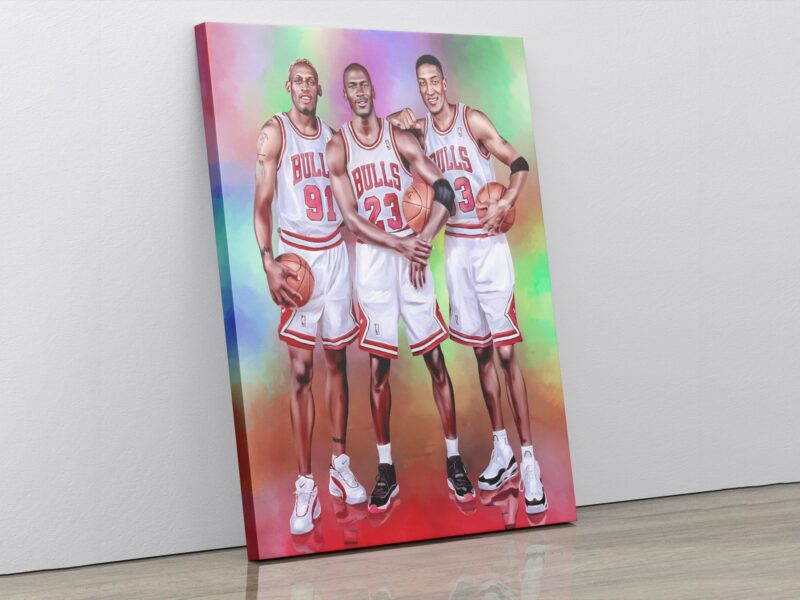 Michael Jordan Dennis Rodman Scottie Pippen Canvas Print Basketball Gifts Poster Chicago Bulls Legends Sports Art Wall Home Decor