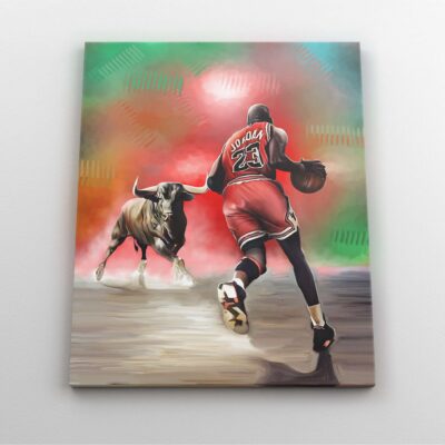 Michael Jordan Vs Bull Canvas Print Jordan Poster Basketball Gifts Chicago Bulls Legend Sports Art Basketball Wall Art Home Decor 1