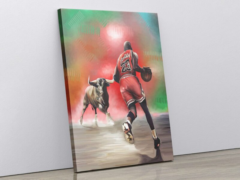 Michael Jordan Vs Bull Canvas Print Jordan Poster Basketball Gifts Chicago Bulls Legend Sports Art Basketball Wall Art Home Decor