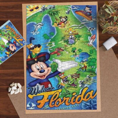 Mickey Mouse Wecome to Florida Disney Cartoon Gifts Lover Jigsaw Puzzle Game