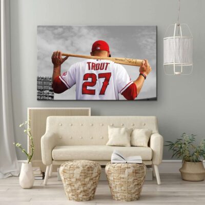 Mike Trout Poster Canvas, Los Angeles Angels of Anaheim, MLB Canvas, Wall Art Canvas, Mike Trout Baseball 1 Los Angeles Angels of Anaheim
