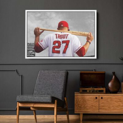 Mike Trout Poster Canvas, Los Angeles Angels of Anaheim, MLB Canvas, Wall Art Canvas, Mike Trout Baseball 2 MLB Canvas