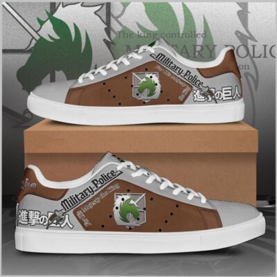 Military Police Uniform Attack On Titan Low Top Leather Skate Shoes