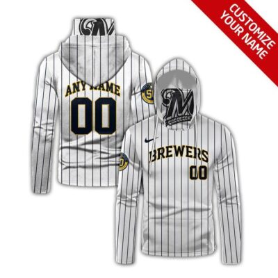 Milwaukee Brewers #00 Mlb Team White Jersey Style Custom Number Name For Milwaukee Brewers Fans Gaiter Hoodie GH0387