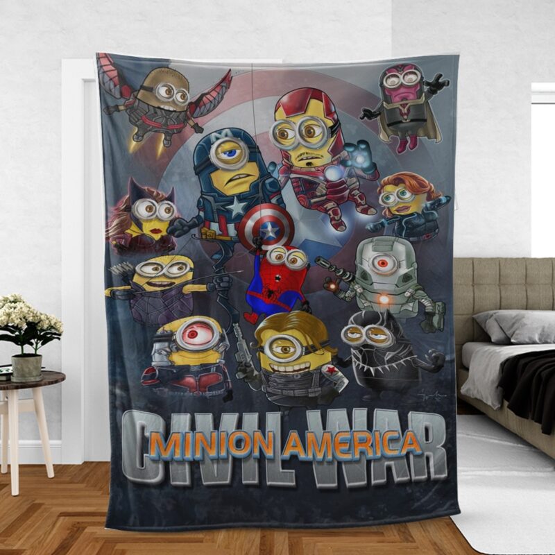 Minions America Civil War Captain America Gift For Fan Comfy Sofa Throw Blanket Gift