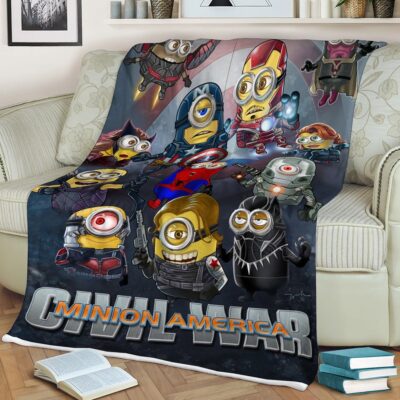 Minions America Civil War Captain America Fan Gift Minions America Civil War Captain America Gift For Fan Comfy Sofa Throw Blanket Gift 2