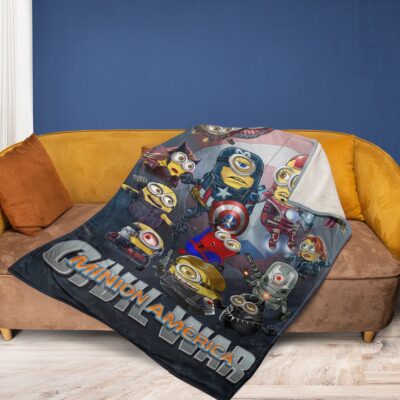 Minions America Civil War Captain America Fan Gift, Minions America Civil War Captain America Gift For Fan Comfy Sofa Throw Blanket Gift