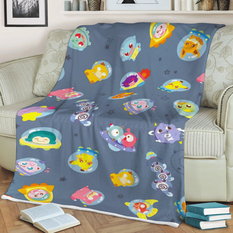 Monster Pokemon Games Chibi Christmas Gift Comfy Sofa Throw Blanket Gift