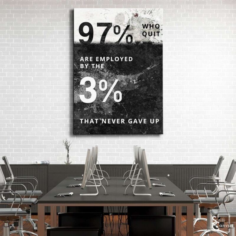 Motivational Canvas Art - "97% Who Quit" Entrepreneur Quote Inspirational Framed Canvas Wall Art Poster Print