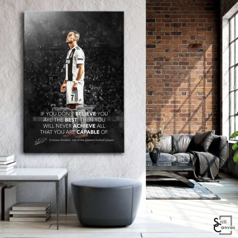 Motivational Canvas Art - Cristiano Ronaldo Football Soccer Sports Quote Inspirational Framed Canvas Wall Art Poster Print