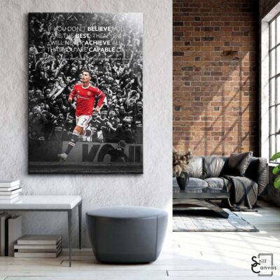 Motivational Canvas Art - Cristiano Ronaldo Football Soccer Sports Quote Inspirational Framed Canvas Wall Art Poster Print