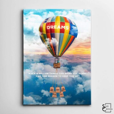 Motivational Canvas Art Dreams Hot Air Balloon Sky Quote Inspirational Wall Art Framed Canvas Poster Print 2
