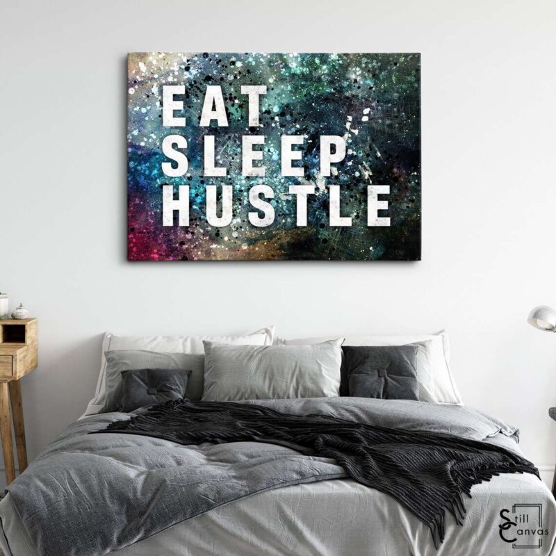 Motivational Canvas Art - Eat Sleep Hustle Quote Inspirational Framed Canvas Wall Art Poster Print