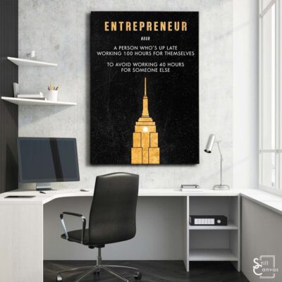Motivational Canvas Art Entrepreneur Empire State Gold Quote Inspirational Wall Art Framed Canvas Poster Print 3