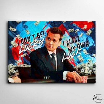 Motivational Canvas Art Harvey Specter Suits I Dont Get Lucky Quote Inspirational Wall Art Framed Canvas Poster Print 2