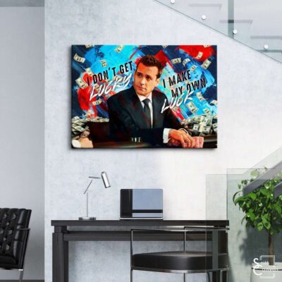 Motivational Canvas Art Harvey Specter Suits I Dont Get Lucky Quote Inspirational Wall Art Framed Canvas Poster Print 3