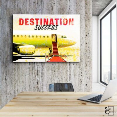 Motivational Canvas Art Jet Destination Success Quote Inspirational Framed Canvas Wall Art Poster Print 3