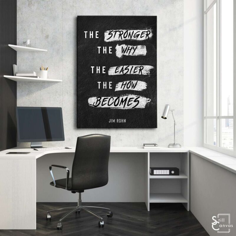 Motivational Canvas Art - Jim Rohn Success The Stronger Quote Inspirational Framed Canvas Wall Art Poster Print