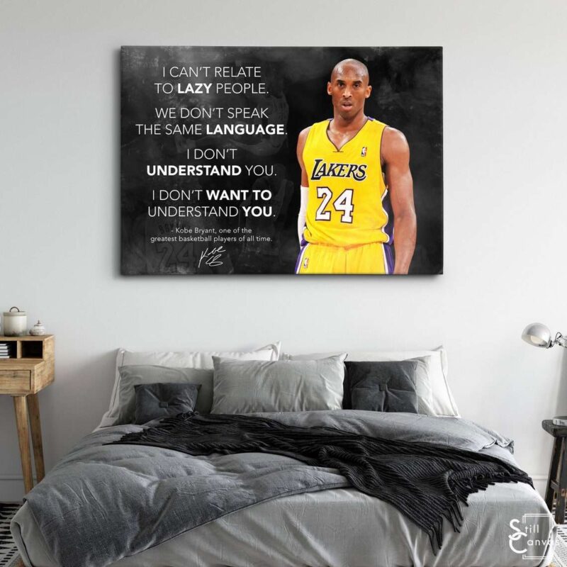 Motivational Canvas Art - Kobe Bryant "I Can't Relate To Lazy People" Quote Inspirational Wall Framed Canvas Poster Print