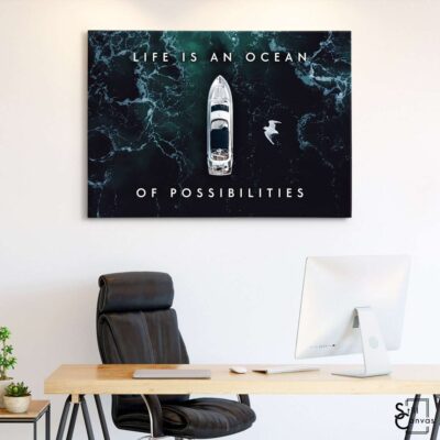 Motivational Canvas Art Life Is An Ocean Of Possibilities Quote Inspirational Framed Canvas Wall Art Poster Print 3