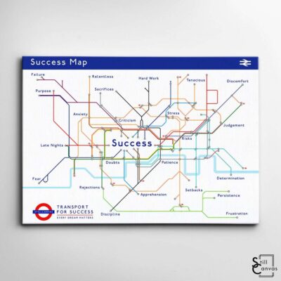 Motivational Canvas Art London Underground Success Map Quote Inspirational Wall Art Framed Canvas Poster Print 2