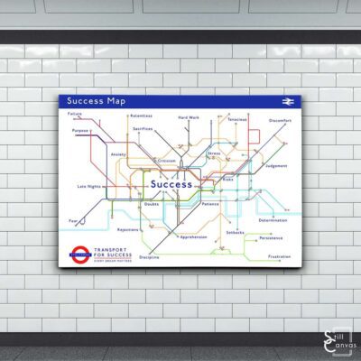 Motivational Canvas Art London Underground Success Map Quote Inspirational Wall Art Framed Canvas Poster Print 3
