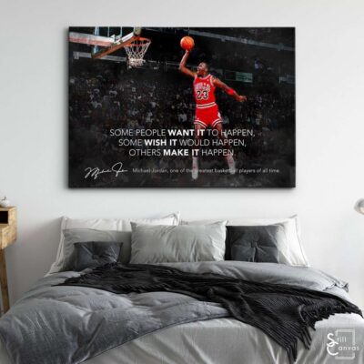 Motivational Canvas Art - Michael Jordan Dunk Motivational Quote Inspirational Wall Art Framed Canvas Poster Print