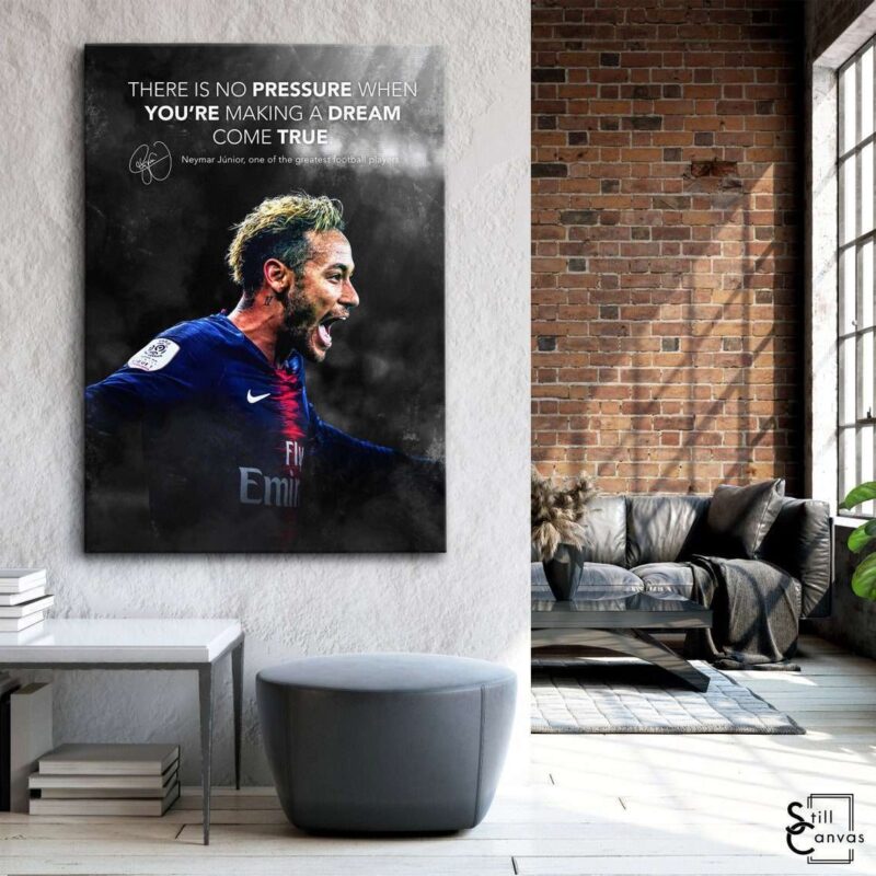 Motivational Canvas Art - Neymar Football Soccer Sports Quote Inspirational Framed Canvas Wall Art Poster Print