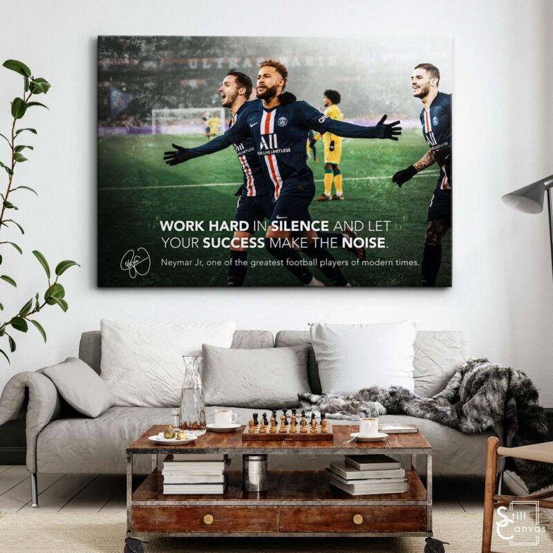 Motivational Canvas Art - Neymar Jr Football Soccer Sports Quote Inspirational Wall Art Framed Canvas Poster Print