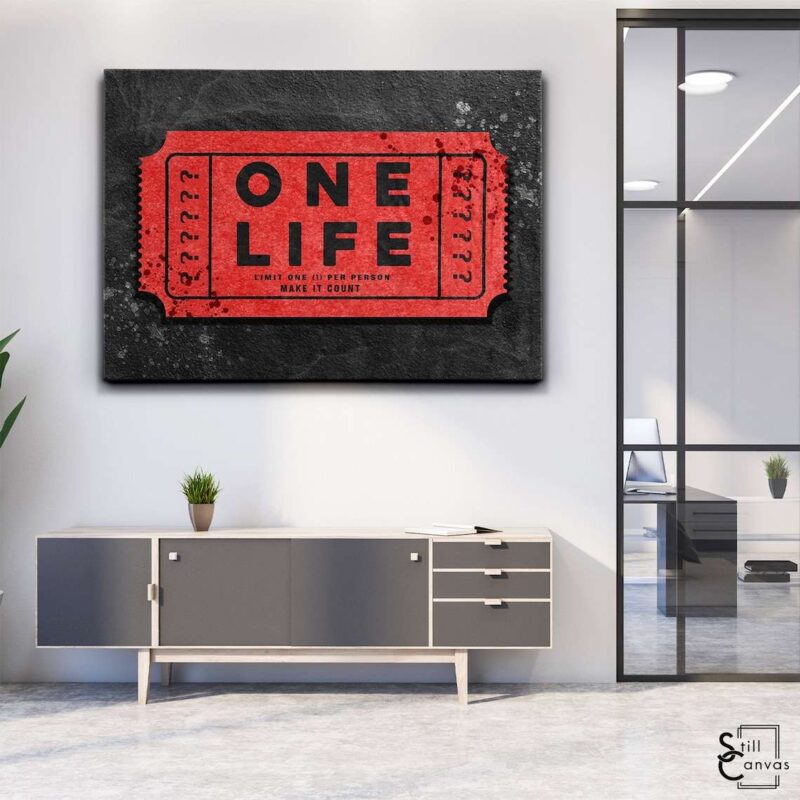 Motivational Canvas Art - "One Life" (Personalised Date) Quote Inspirational Wall Art Framed Canvas Poster Print