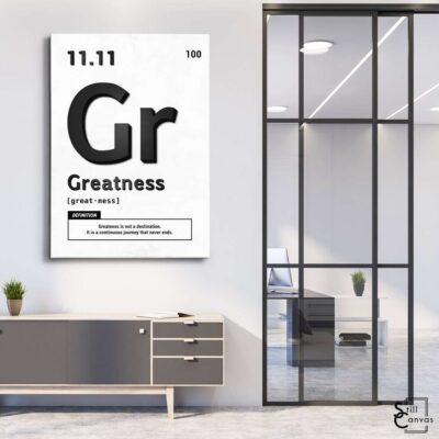 Motivational Canvas Art - Periodic Greatness Black/White Quote Inspirational Wall Art Framed Canvas Poster Print