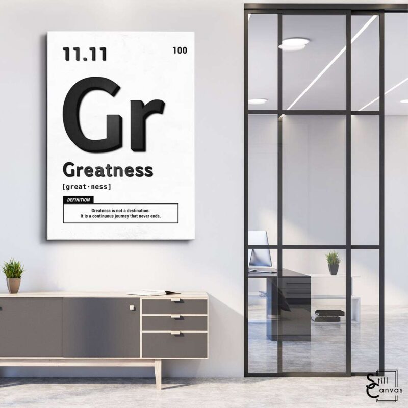 Motivational Canvas Art - Periodic Greatness Black/White Quote Inspirational Wall Art Framed Canvas Poster Print