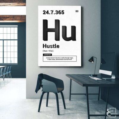 Motivational Canvas Art Periodic Hustle BlackWhite Quote Inspirational Wall Art Framed Canvas Poster Print 3