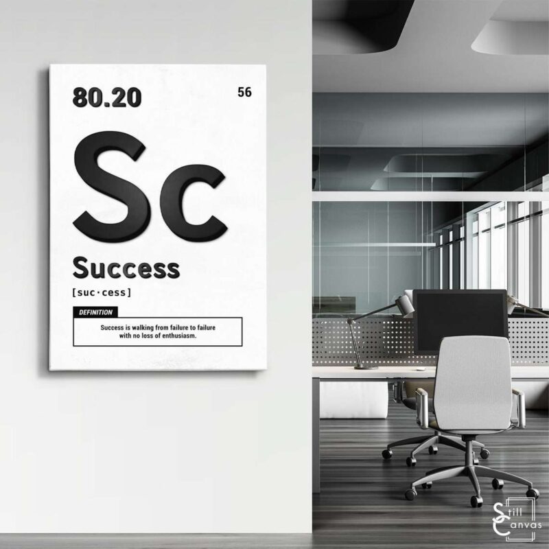 Motivational Canvas Art - Periodic Success Black/White Quote Inspirational Wall Art Framed Canvas Poster Print