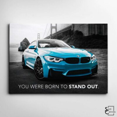 Motivational Canvas Art Stand Out Blue Bmw M4 Car Quote Inspirational Framed Canvas Wall Art Poster Print 2
