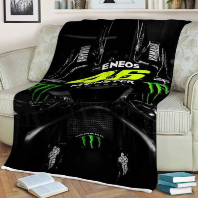 MotoGP 46 Valentino Rossi Fan Gift, Valentino Rossi VR46 Gift, 46 Valentino Rossi Monster Energy Logo Comfy Sofa Throw Blanket Gift 1 Valentino Rossi VR46 Gift