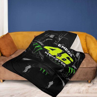 MotoGP 46 Valentino Rossi Fan Gift, Valentino Rossi VR46 Gift, 46 Valentino Rossi Monster Energy Logo Comfy Sofa Throw Blanket Gift 2 46 Valentino Rossi Monster Energy Logo Comfy Sofa Throw Blanket Gift