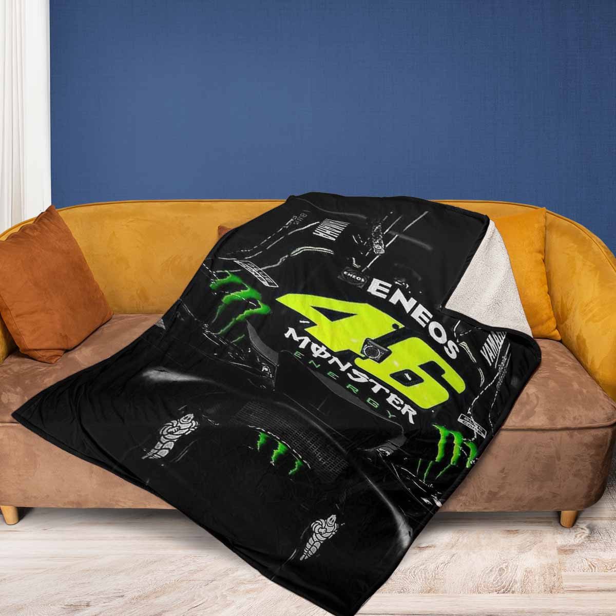MotoGP-46-Valentino-Rossi-Fan-Gift-Valentino-Rossi-VR46-Gift-46-Valentino-Rossi-Monster-Energy-Logo-Comfy-Sofa-Throw-Blanket-Gift-2 46 Valentino Rossi Monster Energy Logo Comfy Sofa Throw Blanket Gift