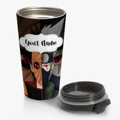 Naruto Shippuden Tobi and Kakashi Travel Mug Custom Personalized Name Stainless Steel Bottle