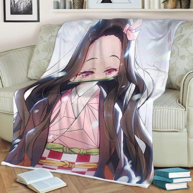 Nezuko Demon Slayer Anime Japan Fleece Blanket Gift For Fan Nezuko Demon Premium Comfy Sofa Throw Blanket Gift 2 2