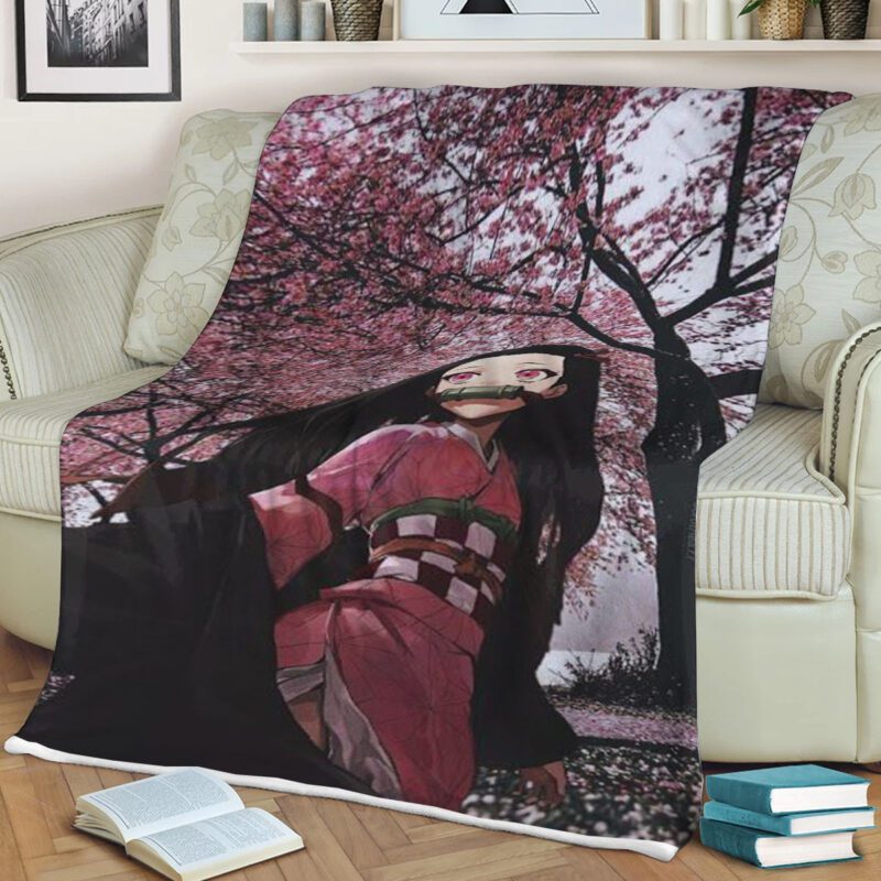 Nezuko Demon Slayer Anime Japan Fleece Blanket Gift For Fan Nezuko Demon Premium Comfy Sofa Throw Blanket Gift 5 2
