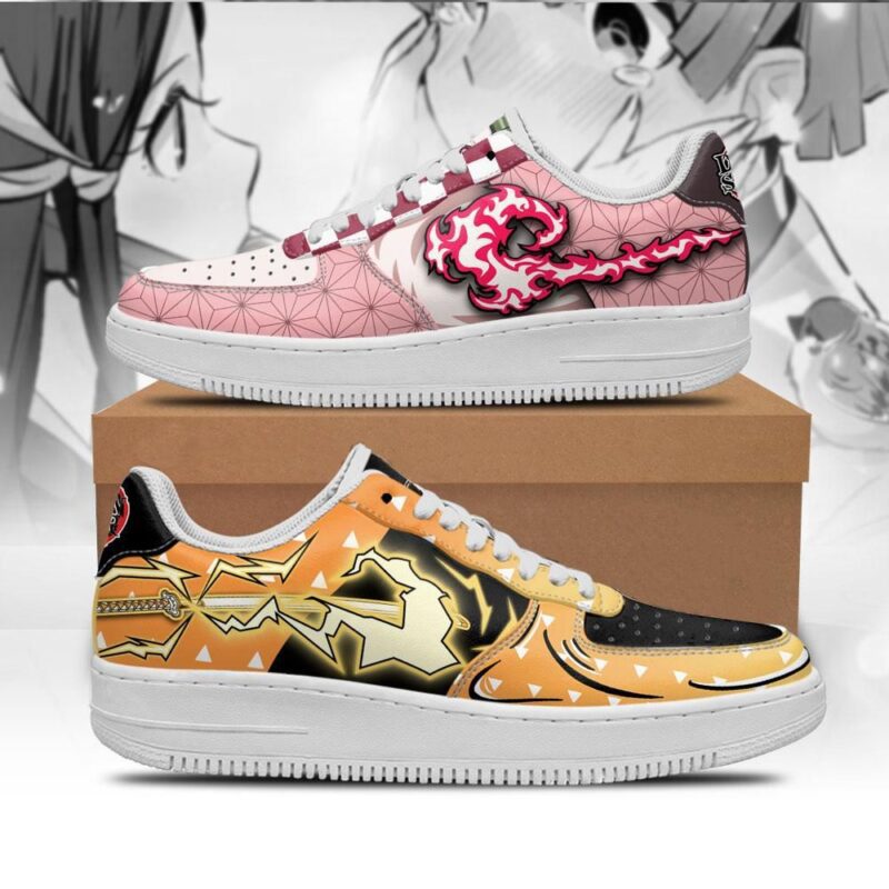 Nezuko and Zenitsu Air Force 1 Sneakers Custom Skill Demon Slayer Shoes