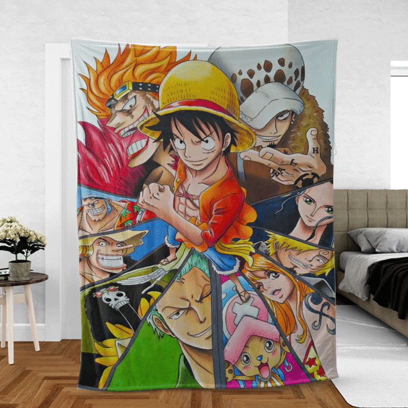 One Piece Anime All Characters Ver2 Gift For Fan Comfy Sofa Throw Blanket Gift