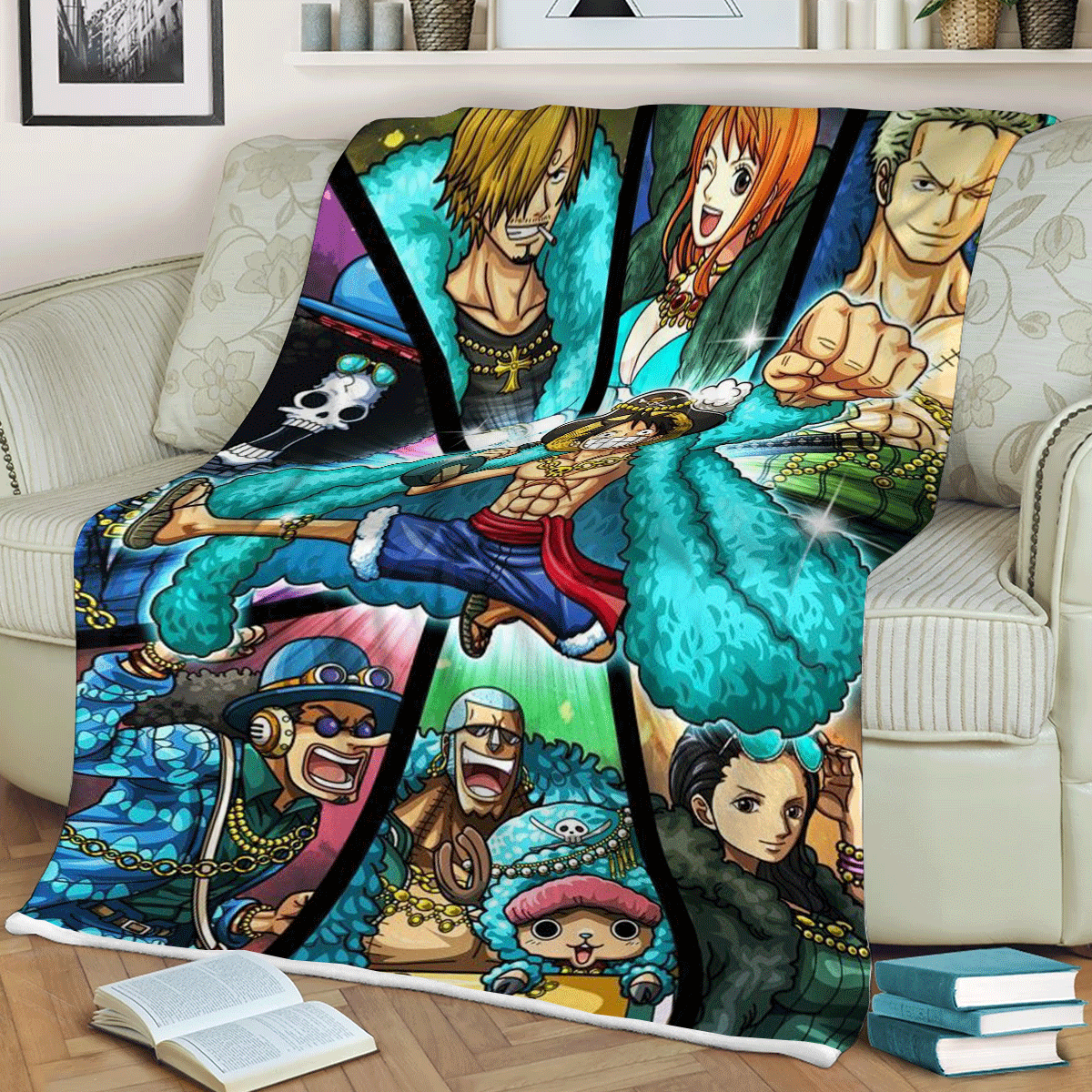 One Piece Anime All Characters Ver3 Gift For Fan Comfy Sofa Throw