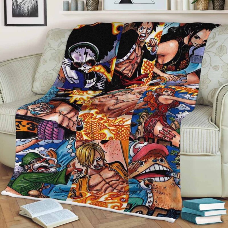 One Piece Anime Straw Hat Pirates Team Comfy Sofa Throw Blanket Gift