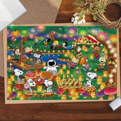 Party Snoopy Charlie Brown The Peanuts Cartoon 2 Gifts Lover Jigsaw Puzzle Game