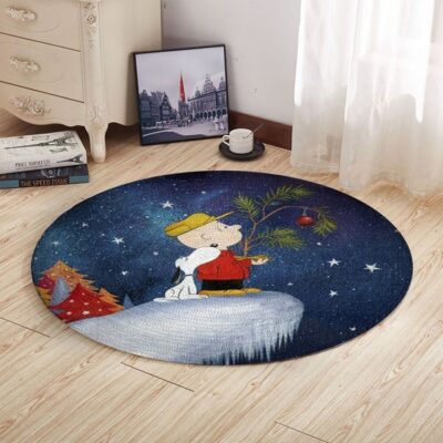 Peanuts Charlie Brown And Snoopy Christmas Gift Round Rug Living Room And Bed Room Rug Gift Us Decor