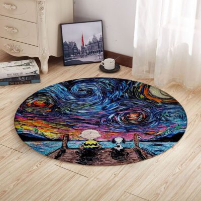 Peanuts Charlie Brown And Snoopy Christmas Gift Round Rug Living Room And Bed Room Rug Gift Us Decor
