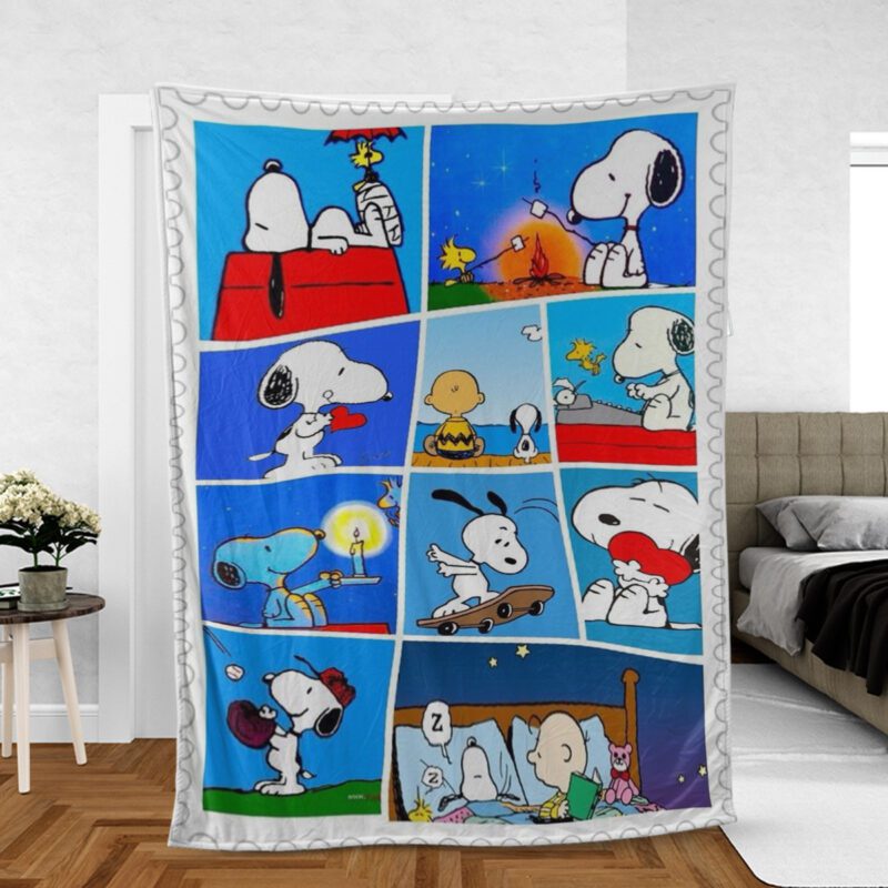 Peanuts Snoopy Charlie Brown Woodstock Gift For Fan Comfy Sofa Throw Blanket Gift