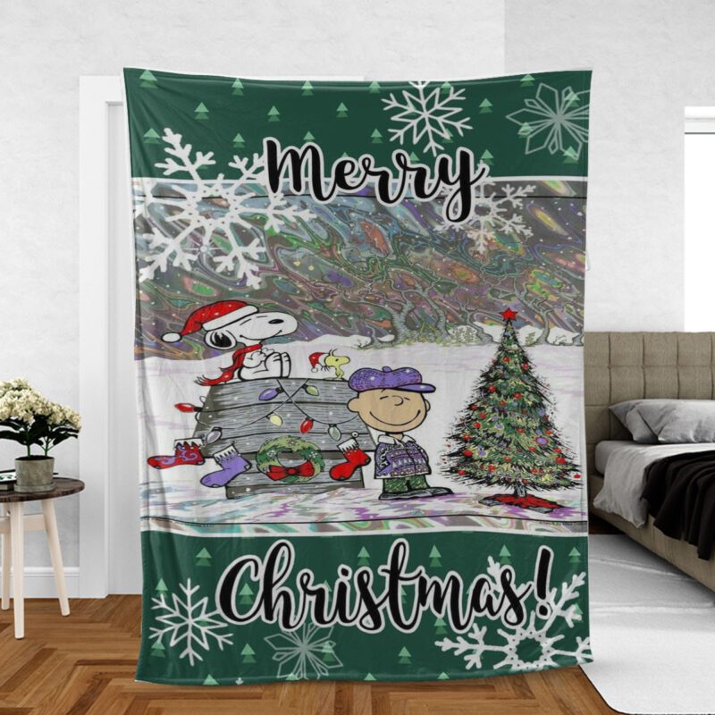 Peanuts Snoopy And Charlie Brown Merry Christmas Gift Comfy Sofa Throw Blanket Gift 3 1